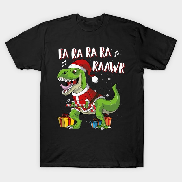 Fa Ra Ra Ra Ra Rawr Santa Dinosaur T Rex Funny Christmas T-Shirt by trendingoriginals